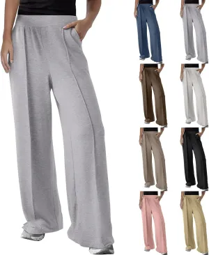 Wide Leg Sweatpants Women Baggy High Elastic Waist Loose Yoga Pants with Pockets Fleece Lined Athletic Golf Joggers