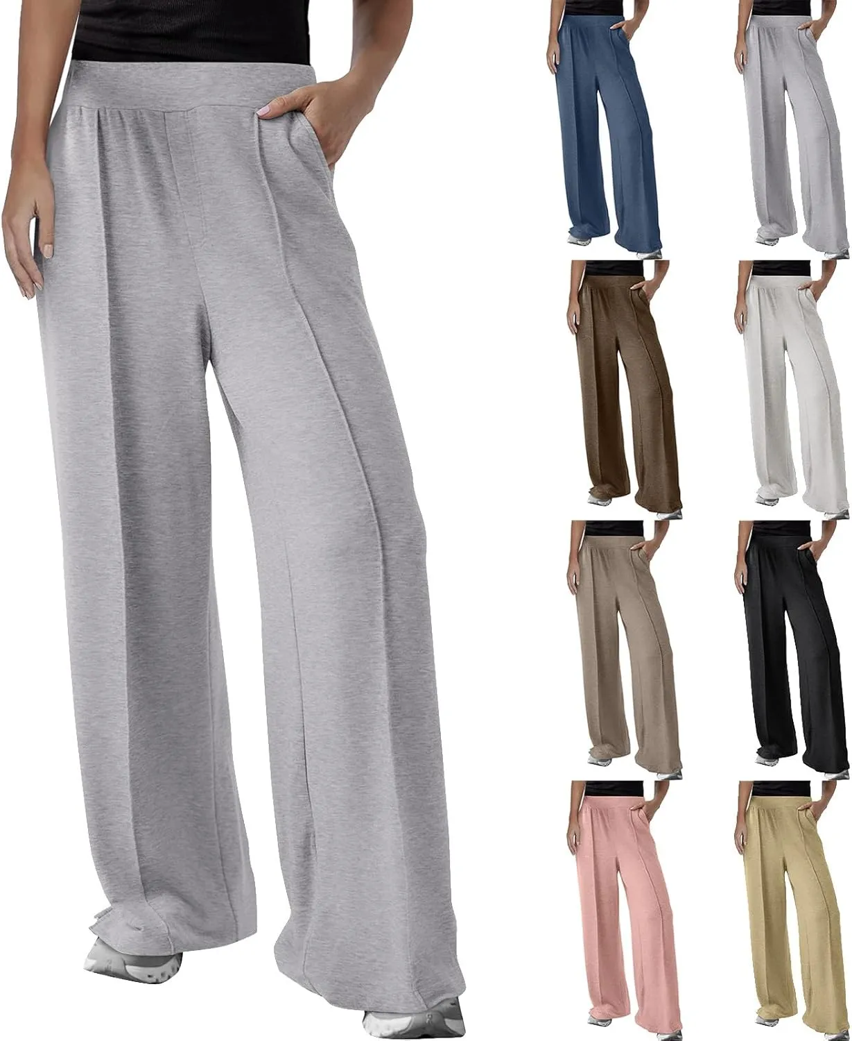 Wide Leg Sweatpants Women Baggy High Elastic Waist Loose Yoga Pants with Pockets Fleece Lined Athletic Golf Joggers