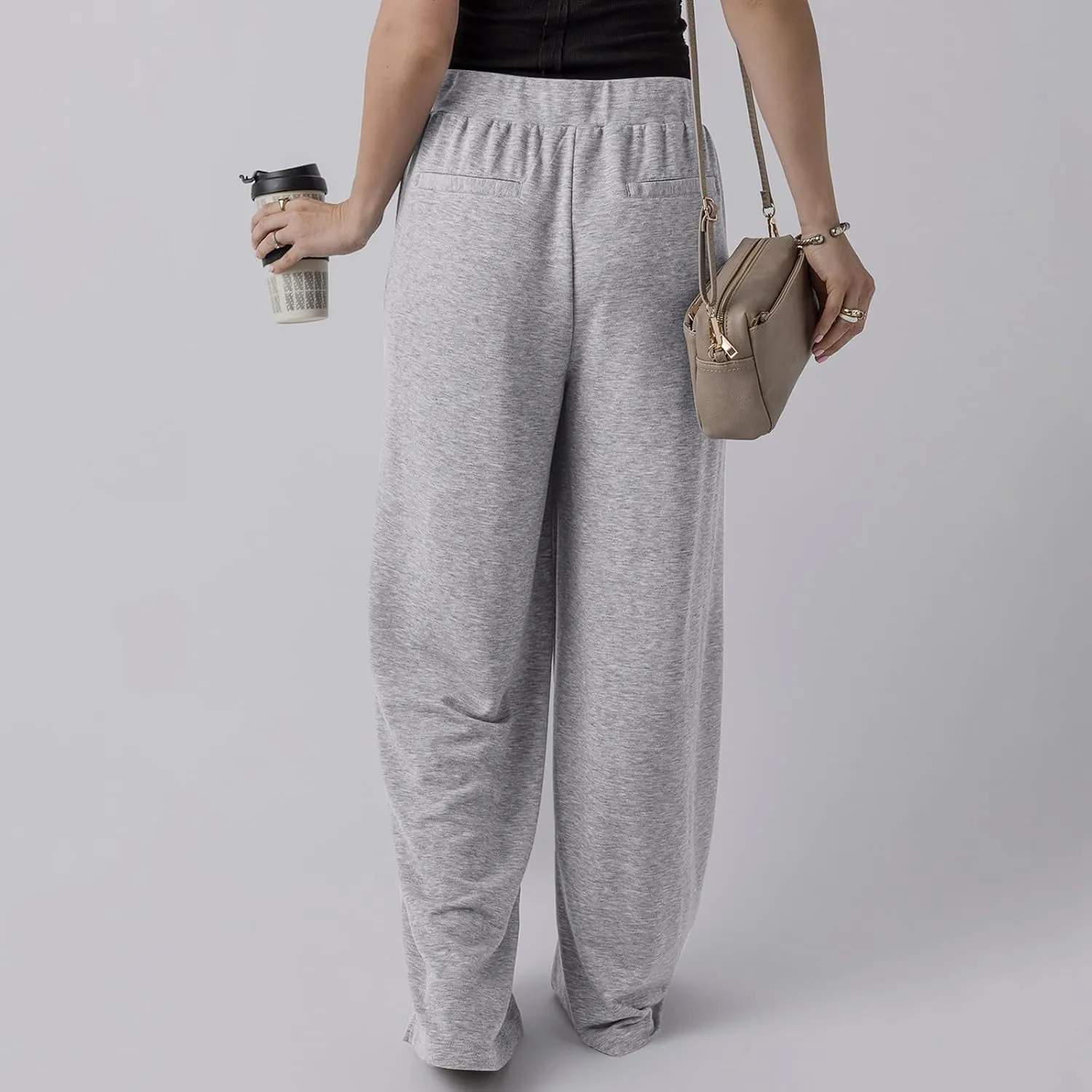Wide Leg Sweatpants Women Baggy High Elastic Waist Loose Yoga Pants with Pockets Fleece Lined Athletic Golf Joggers