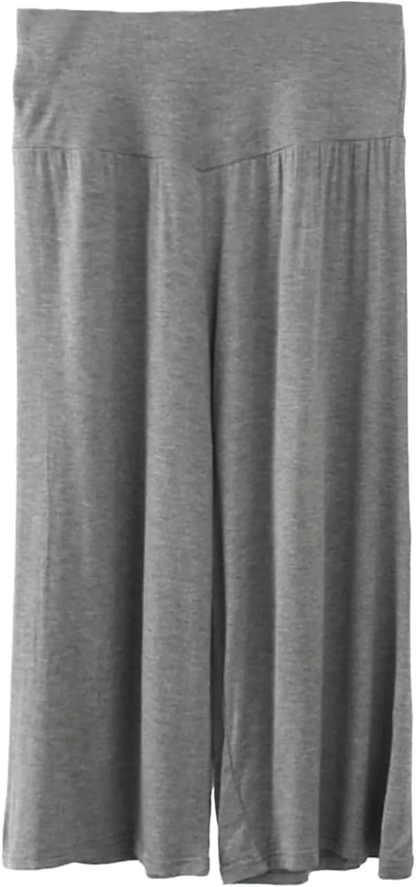 Wide Leg Yoga Capris for Women Casual Loose Soft Cropped Lounge Pant Trousers High Waist Flowy Yoga Pants