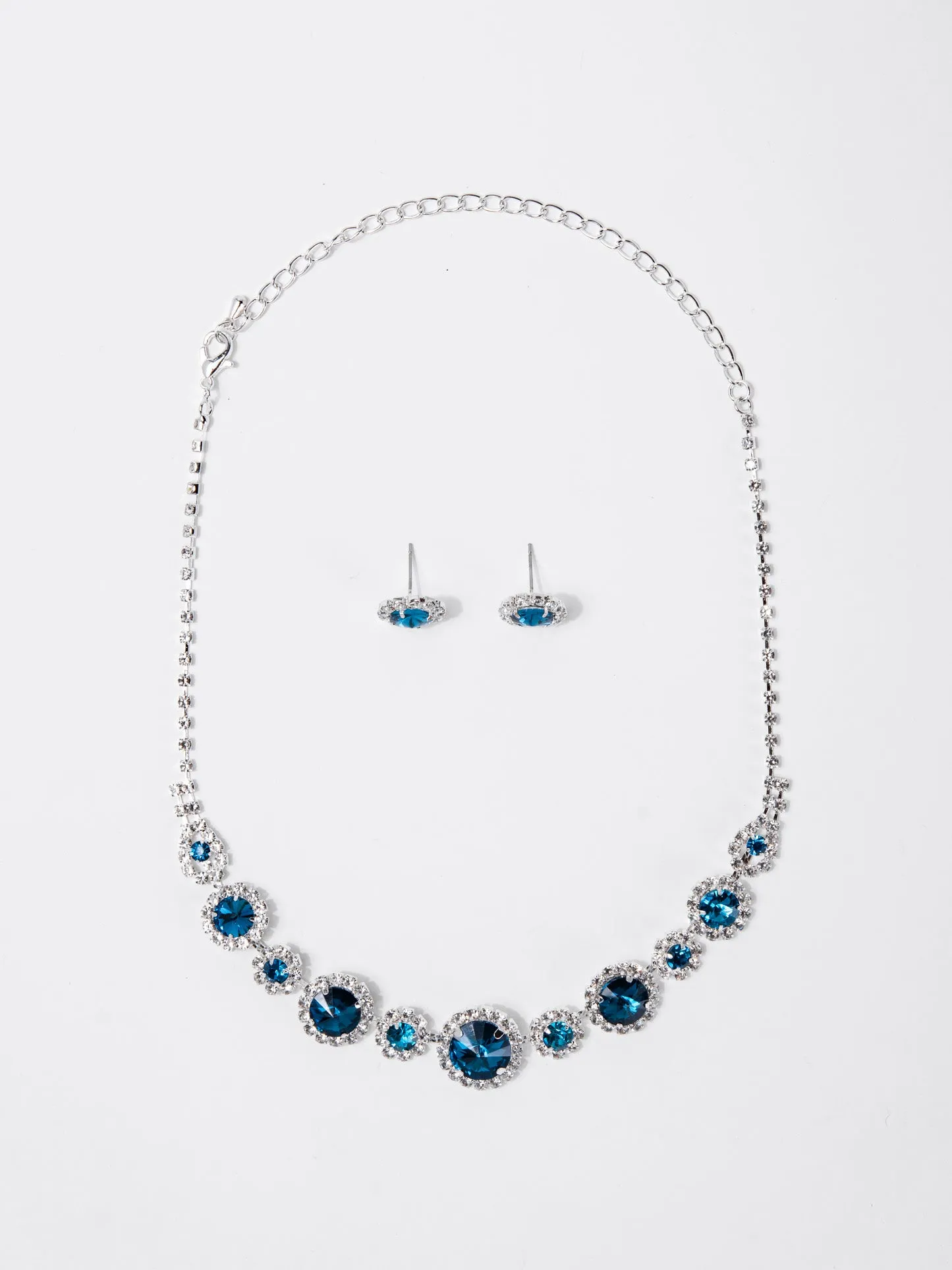 Willow Round Stone Rhinestone Necklace Set