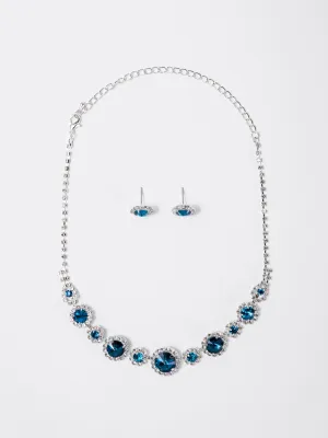 Willow Round Stone Rhinestone Necklace Set