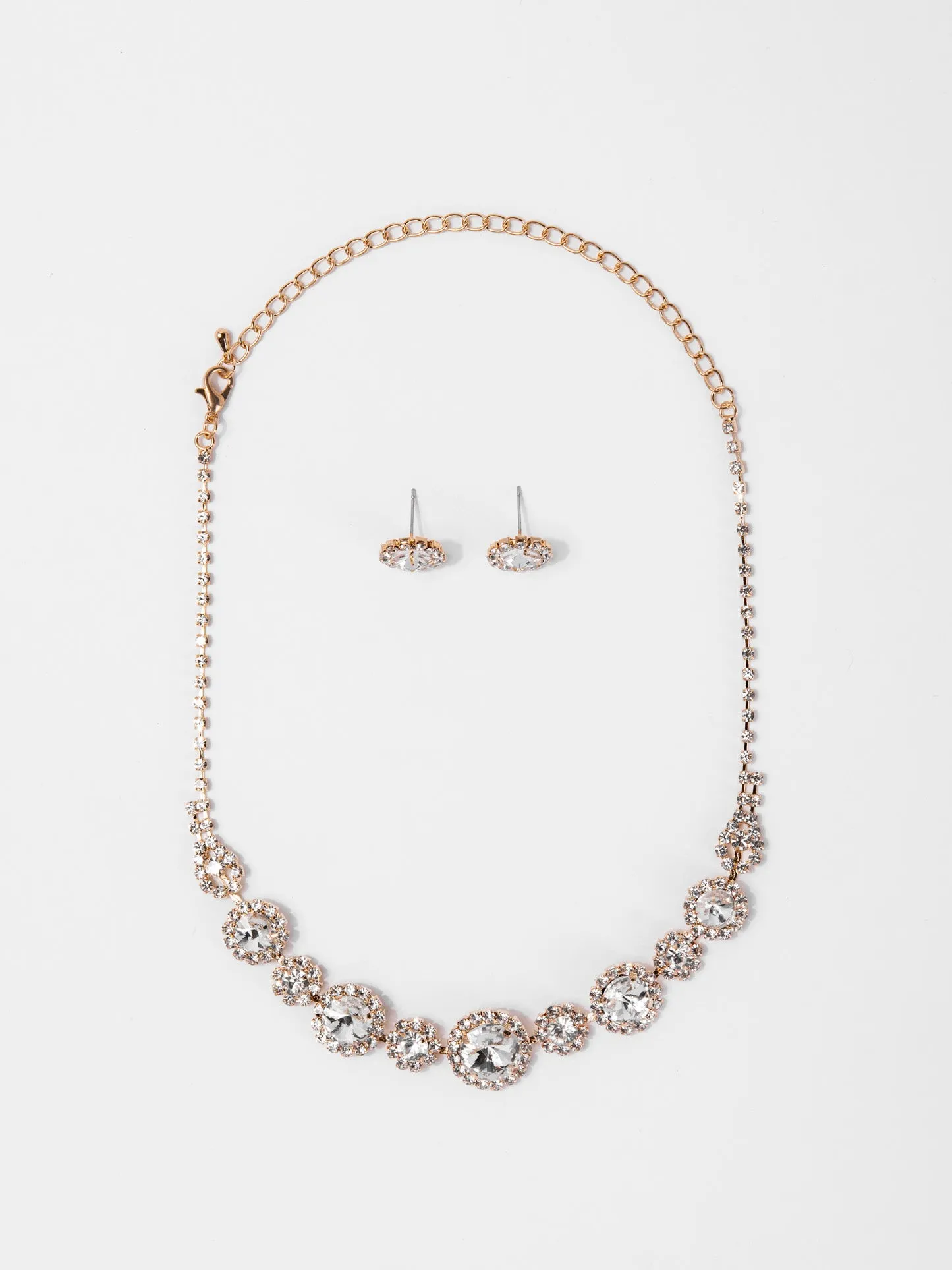 Willow Round Stone Rhinestone Necklace Set