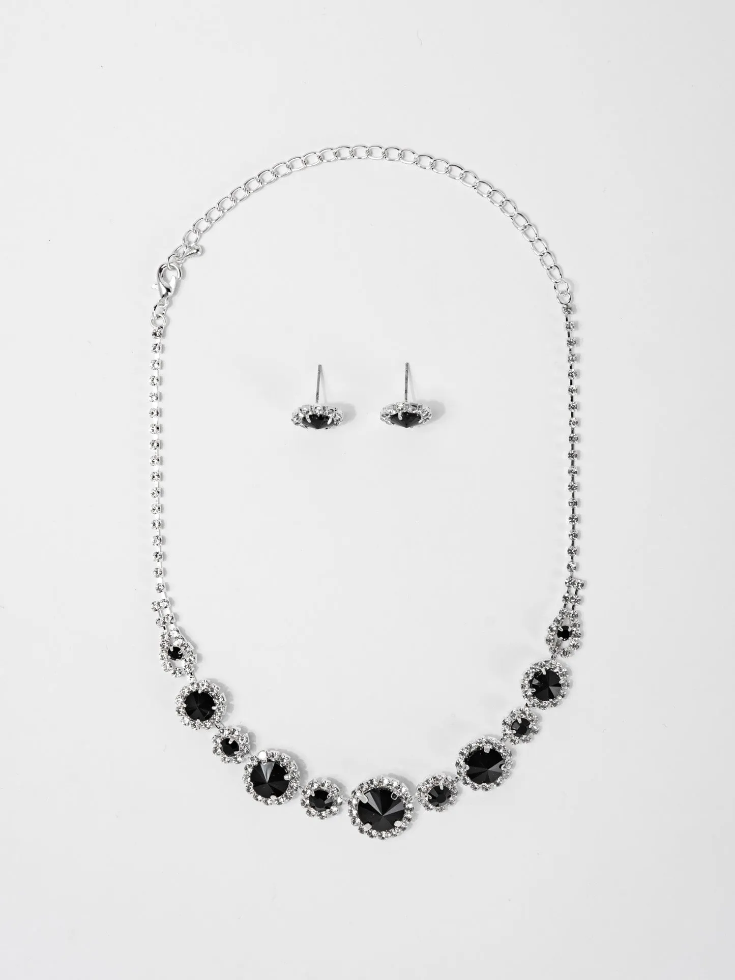 Willow Round Stone Rhinestone Necklace Set