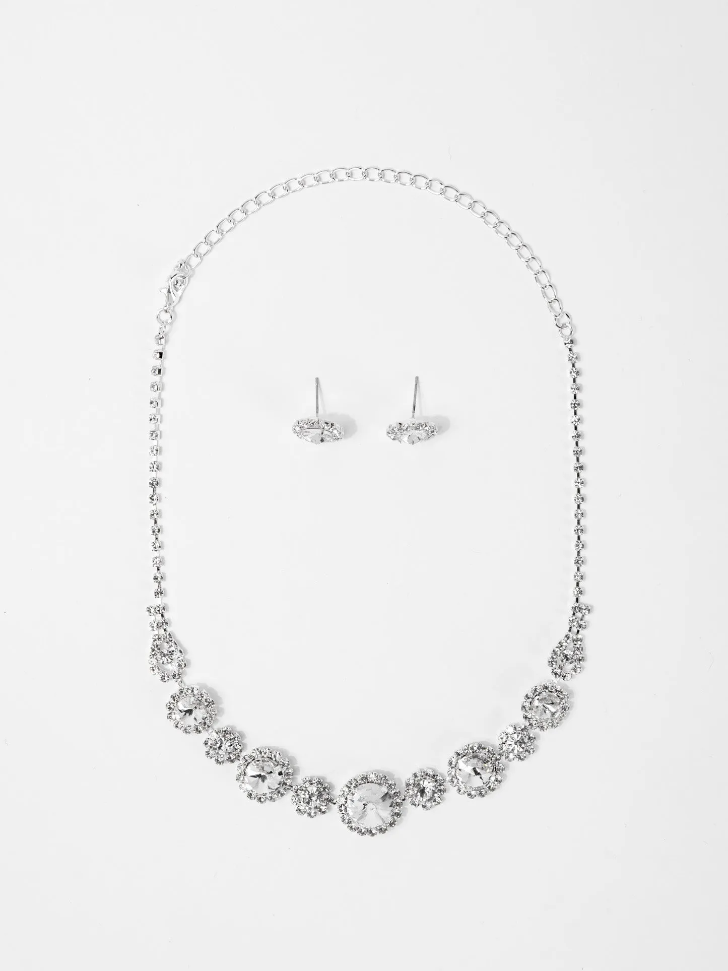 Willow Round Stone Rhinestone Necklace Set