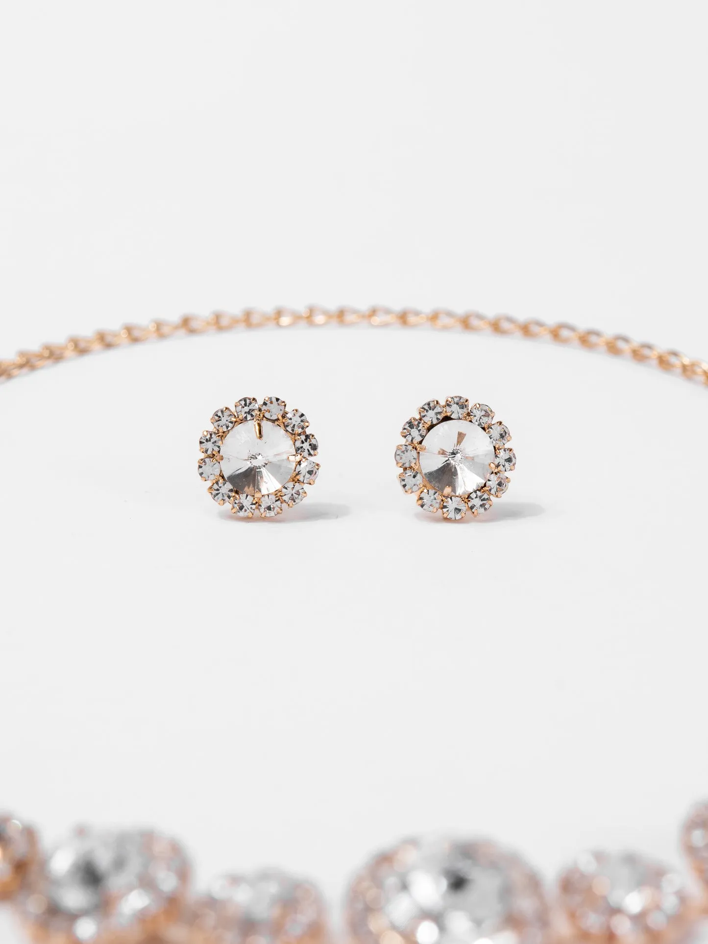 Willow Round Stone Rhinestone Necklace Set