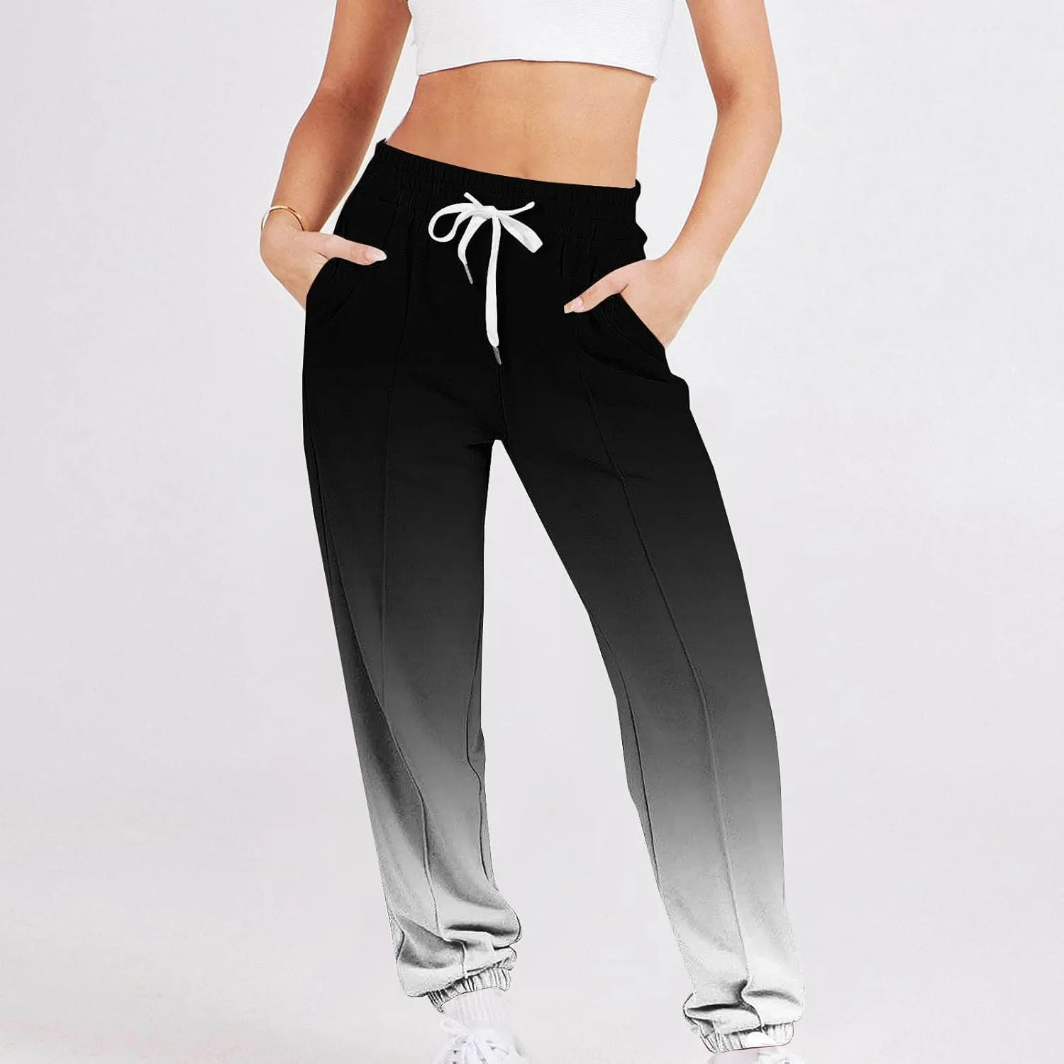 Women Baggy Cinch Bottom Sweatpants 2024 Drawstring High Waist Athletic Joggers Fall Lounge Cozy Trousers with Pocket