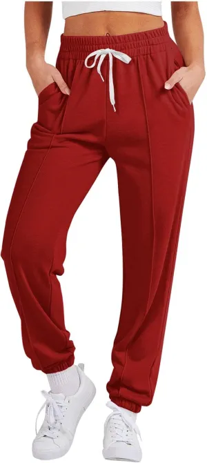 Women Baggy Cinch Bottom Sweatpants 2024 Drawstring High Waist Athletic Joggers Fall Lounge Cozy Trousers with Pocket