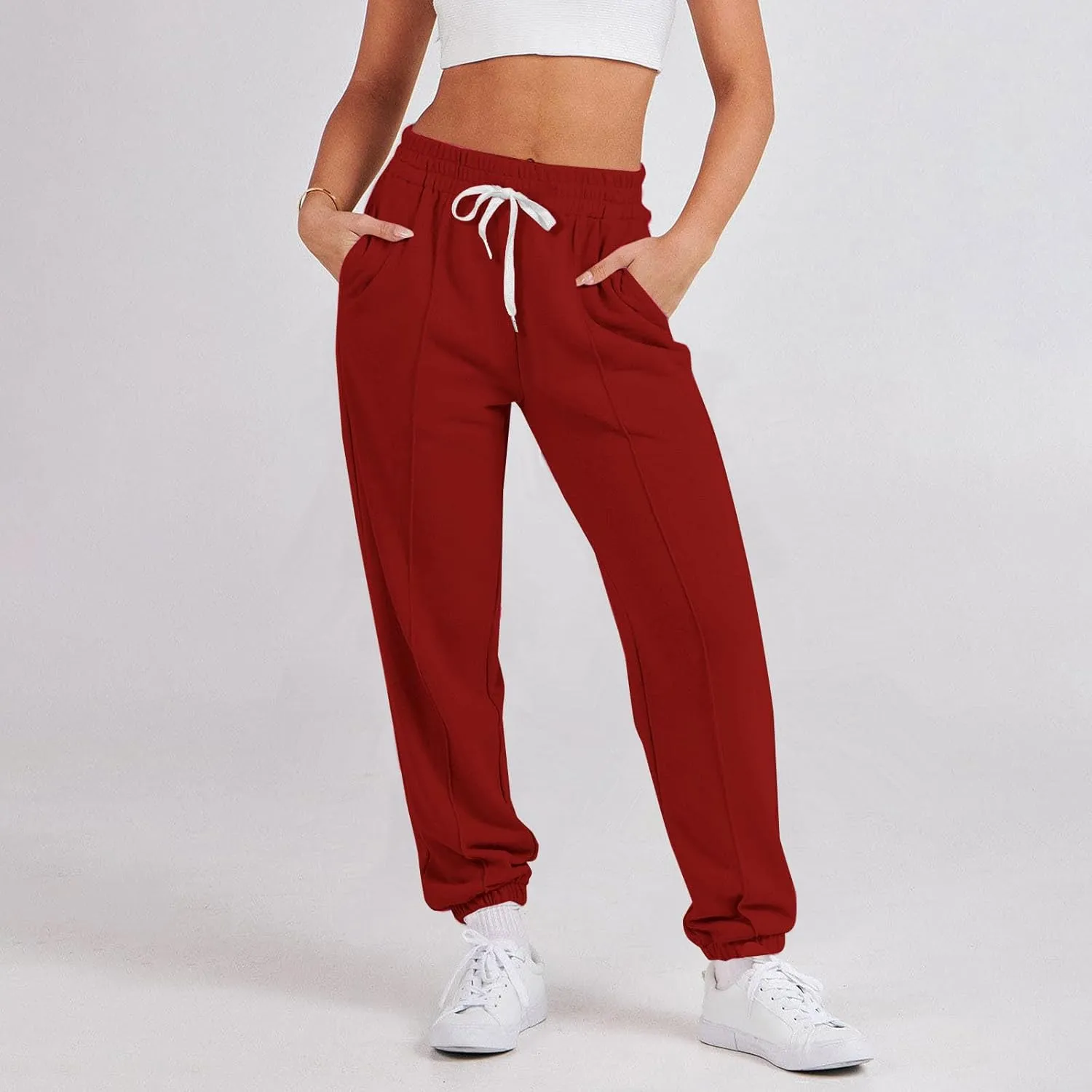 Women Baggy Cinch Bottom Sweatpants 2024 Drawstring High Waist Athletic Joggers Fall Lounge Cozy Trousers with Pocket