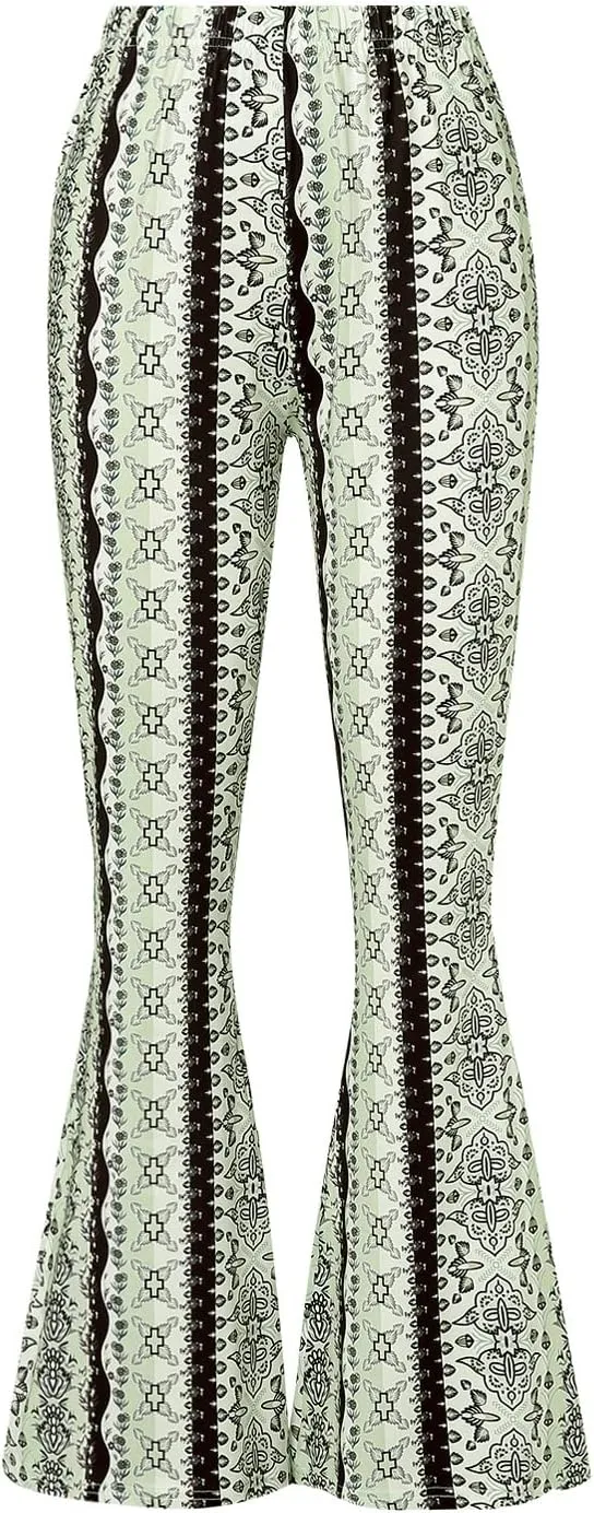 Women High Waist Pants Slimming Casual Party Street Spring Straight Retro Floral Print Trousers