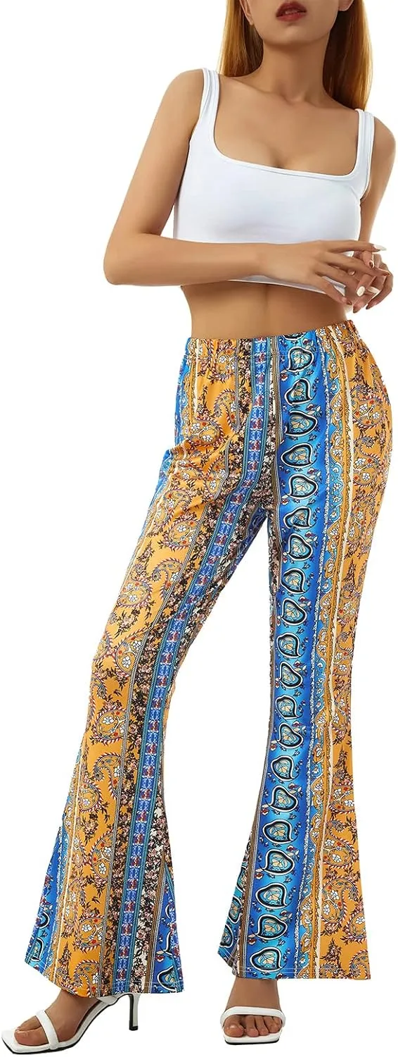 Women High Waist Pants Slimming Casual Party Street Spring Straight Retro Floral Print Trousers