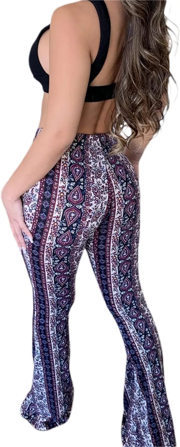 Women High Waist Pants Slimming Casual Party Street Spring Straight Retro Floral Print Trousers