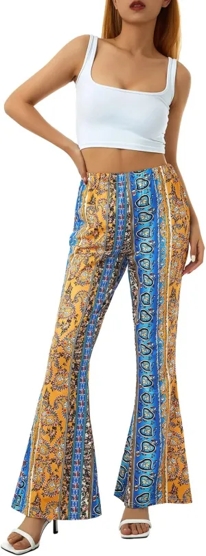 Women High Waist Pants Slimming Casual Party Street Spring Straight Retro Floral Print Trousers