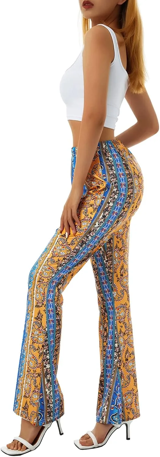 Women High Waist Pants Slimming Casual Party Street Spring Straight Retro Floral Print Trousers