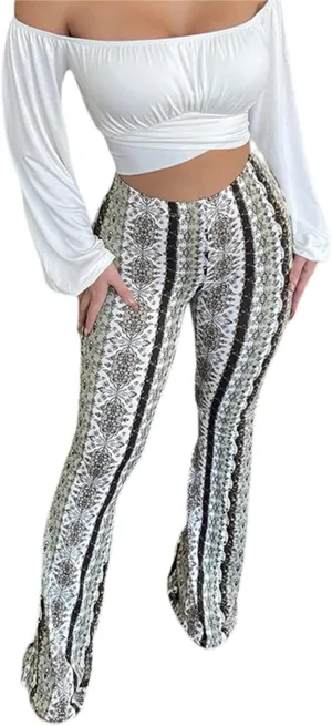 Women High Waist Pants Slimming Casual Party Street Spring Straight Retro Floral Print Trousers