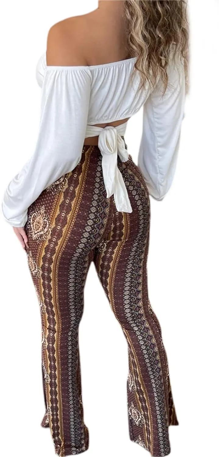 Women High Waist Pants Slimming Casual Party Street Spring Straight Retro Floral Print Trousers