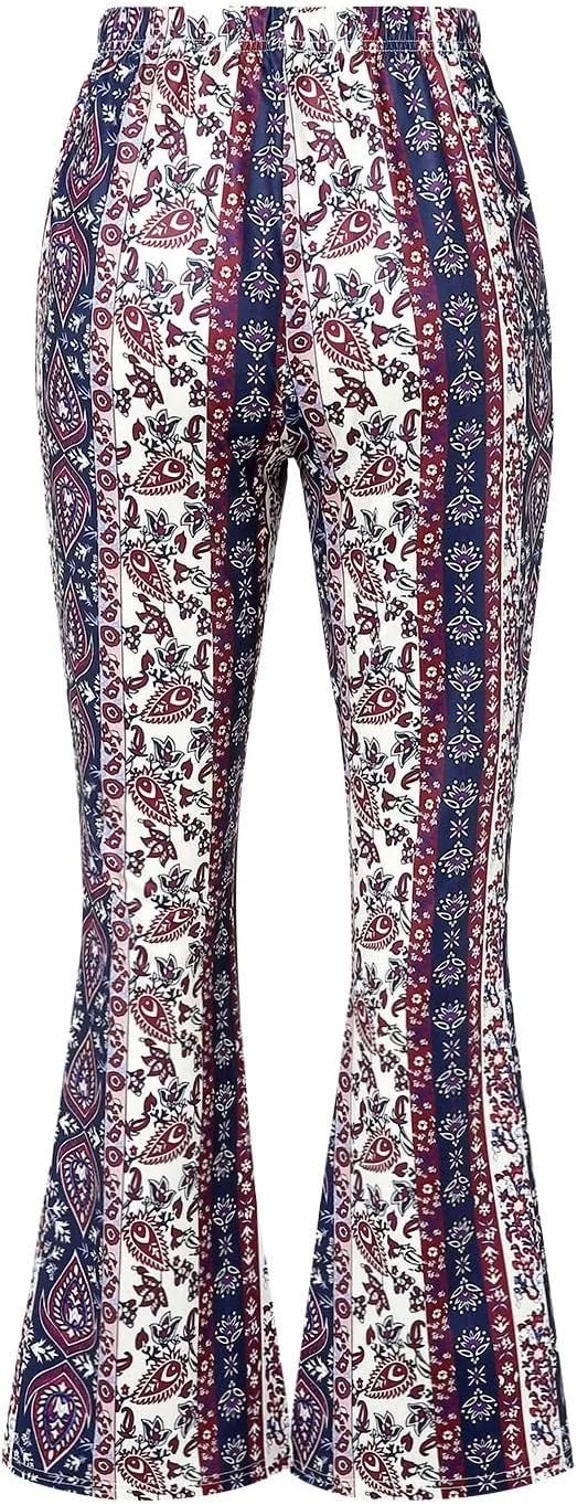 Women High Waist Pants Slimming Casual Party Street Spring Straight Retro Floral Print Trousers