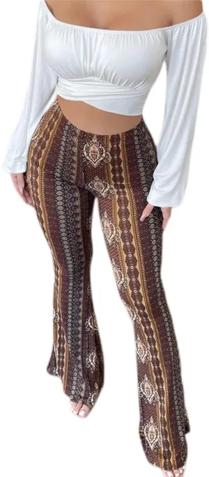 Women High Waist Pants Slimming Casual Party Street Spring Straight Retro Floral Print Trousers