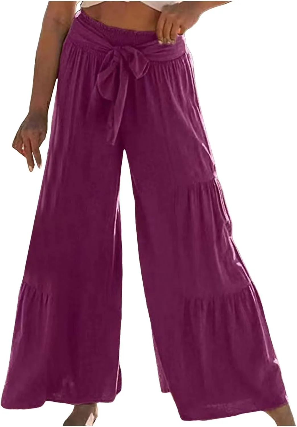 Women High Waist Pleated Wide Leg Casual Loose Trousers Plus Size Pants for Women