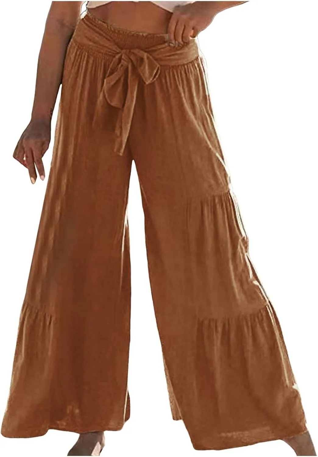 Women High Waist Pleated Wide Leg Casual Loose Trousers Plus Size Pants for Women