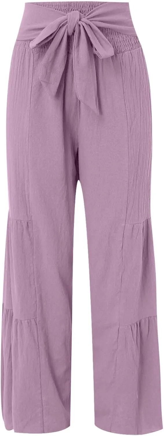 Women High Waist Pleated Wide Leg Casual Loose Trousers Plus Size Pants for Women