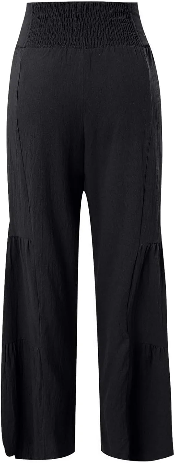 Women High Waist Pleated Wide Leg Casual Loose Trousers Plus Size Pants for Women