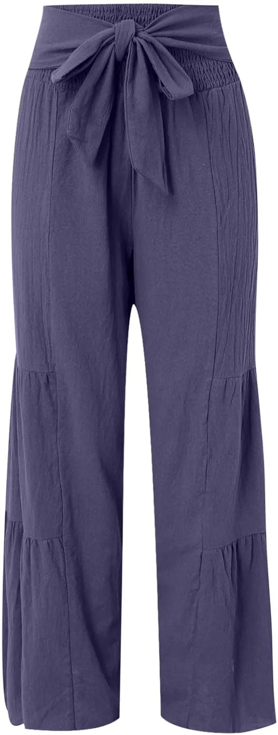 Women High Waist Pleated Wide Leg Casual Loose Trousers Plus Size Pants for Women