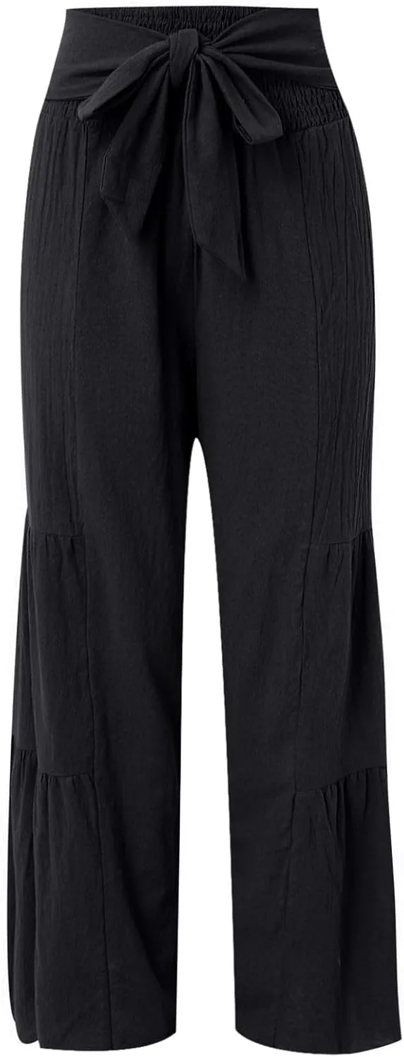 Women High Waist Pleated Wide Leg Casual Loose Trousers Plus Size Pants for Women