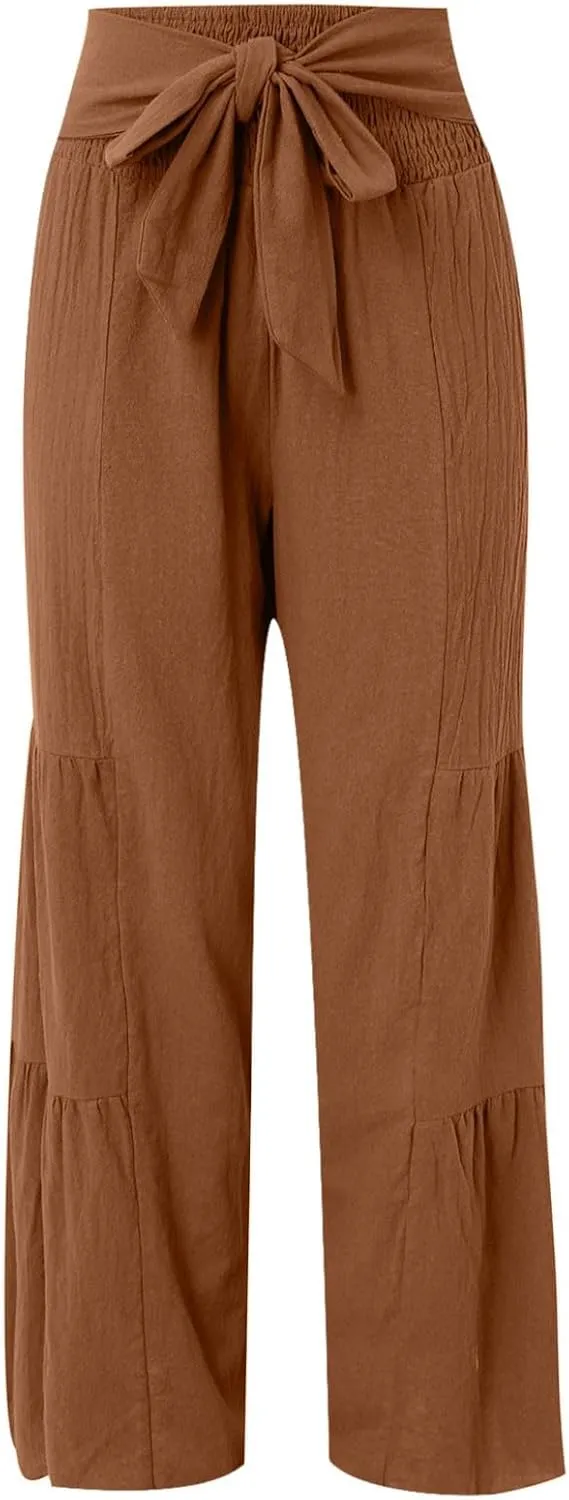 Women High Waist Pleated Wide Leg Casual Loose Trousers Plus Size Pants for Women