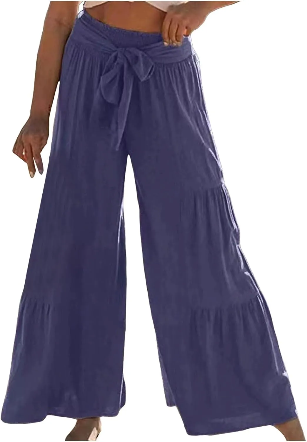 Women High Waist Pleated Wide Leg Casual Loose Trousers Plus Size Pants for Women