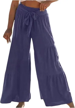 Women High Waist Pleated Wide Leg Casual Loose Trousers Plus Size Pants for Women
