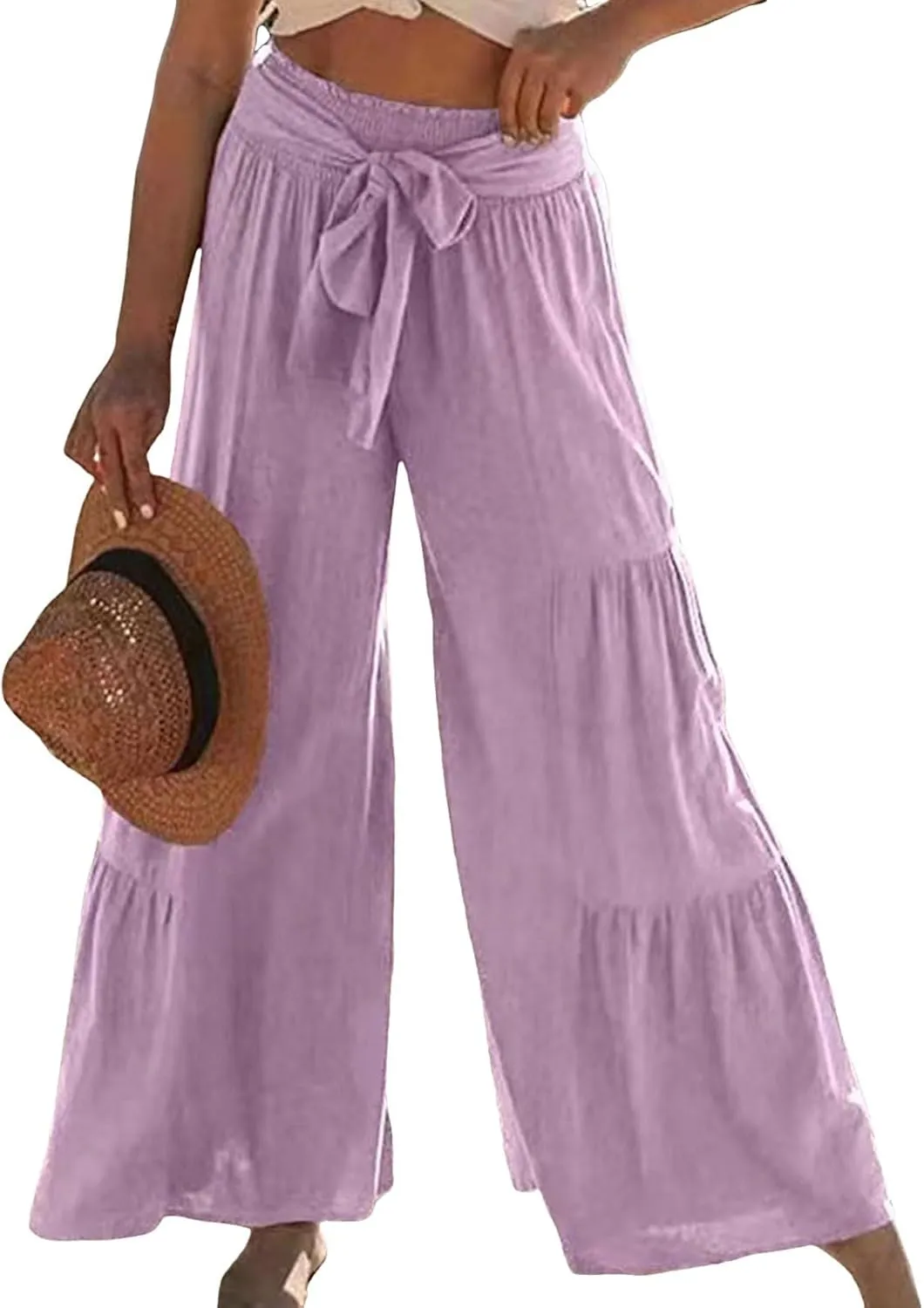 Women High Waist Pleated Wide Leg Casual Loose Trousers Plus Size Pants for Women
