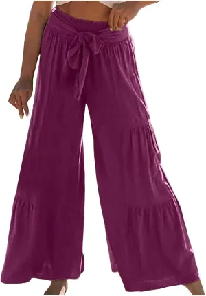 Women High Waist Pleated Wide Leg Casual Loose Trousers Plus Size Pants for Women