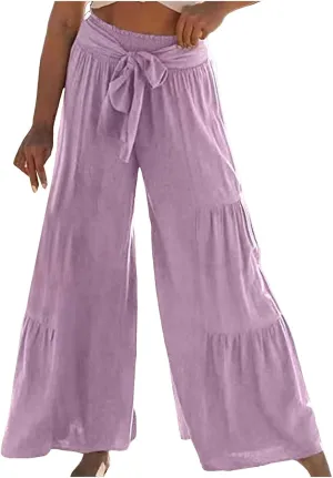 Women High Waist Pleated Wide Leg Casual Loose Trousers Plus Size Pants for Women
