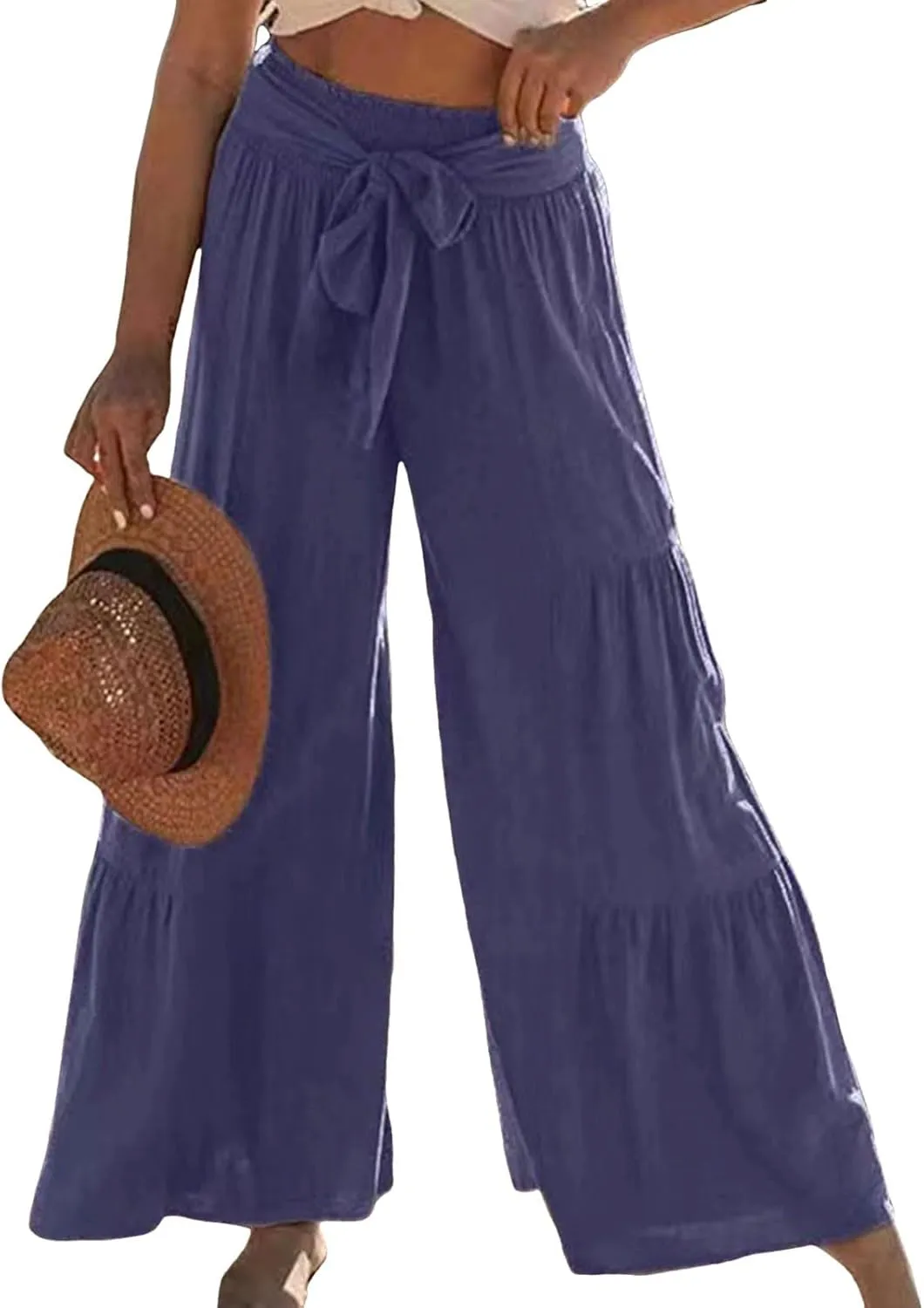 Women High Waist Pleated Wide Leg Casual Loose Trousers Plus Size Pants for Women