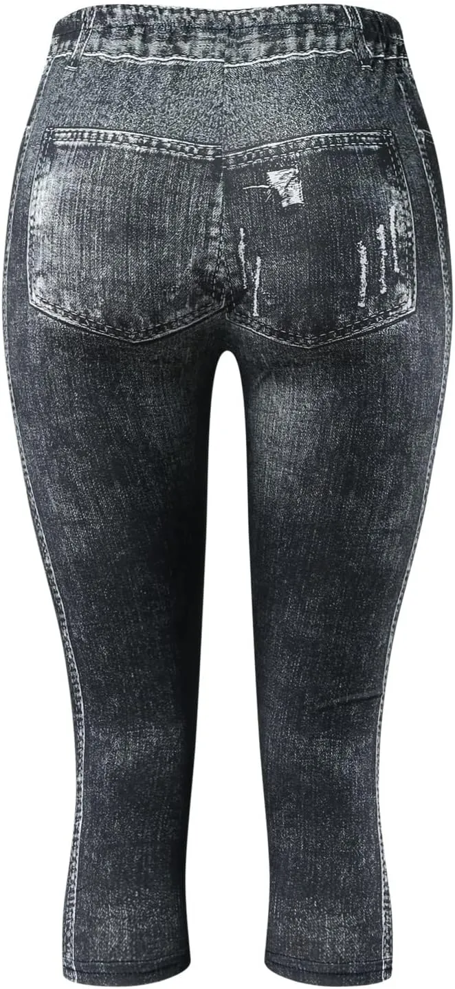Women Hollow Design Solid Plus Size High Waist Leggings Capri Pants Stretch Workout Pant