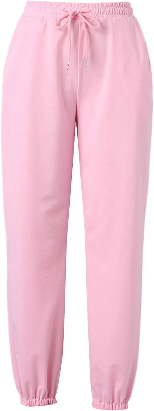 Women Jogger Sweatpants Solid High Waist Drawstring Baggy Pants Cinch Bottom Runing Workout Trousers with Pockets