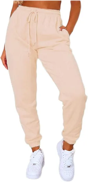 Women Jogger Sweatpants Solid High Waist Drawstring Baggy Pants Cinch Bottom Runing Workout Trousers with Pockets