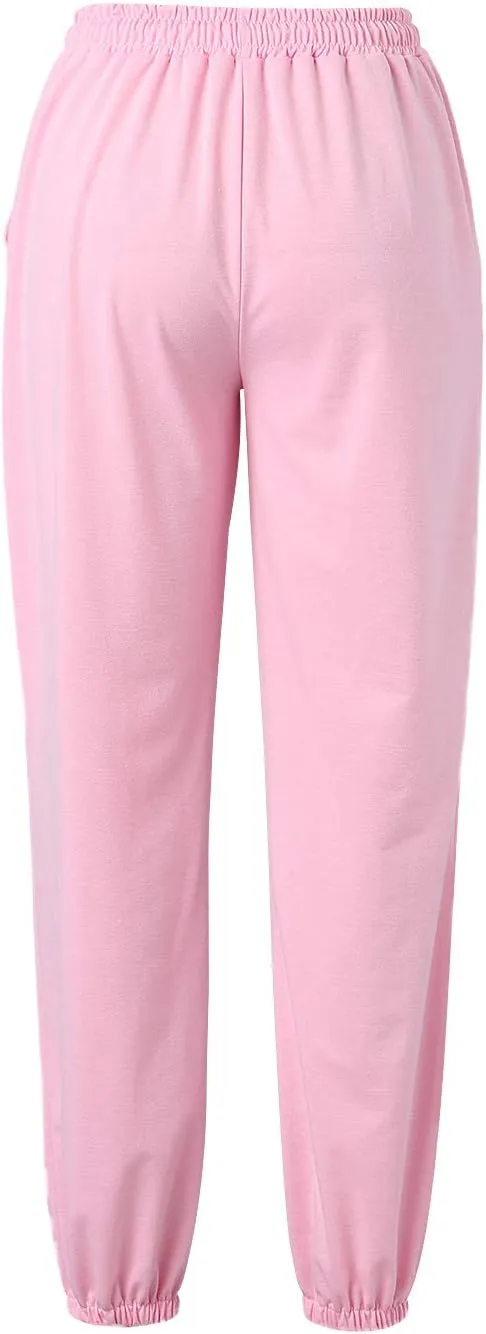 Women Jogger Sweatpants Solid High Waist Drawstring Baggy Pants Cinch Bottom Runing Workout Trousers with Pockets