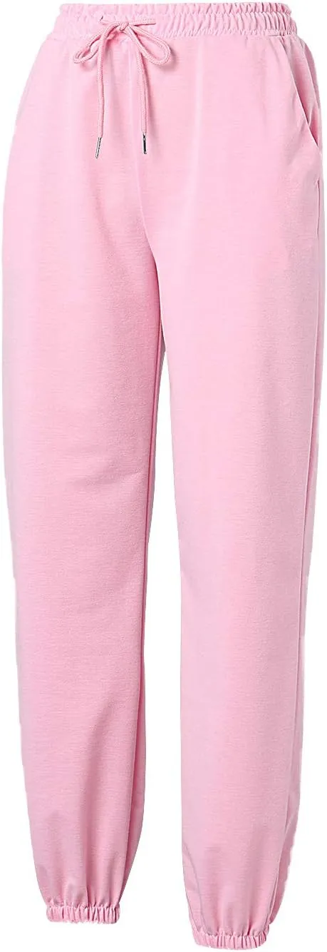 Women Jogger Sweatpants Solid High Waist Drawstring Baggy Pants Cinch Bottom Runing Workout Trousers with Pockets