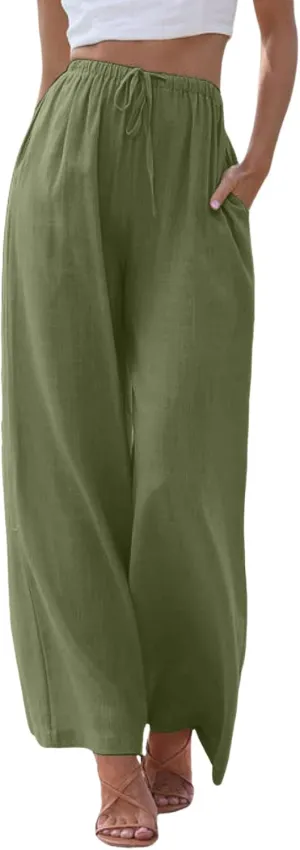 Women Linen Palazzo Pants Winter Satin Sports Jeans with Pockets Fleece Lined Water Resistant
