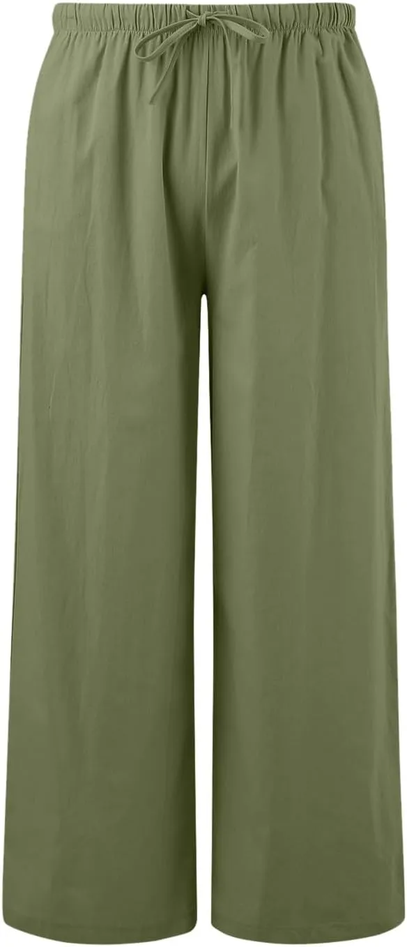 Women Linen Palazzo Pants Winter Satin Sports Jeans with Pockets Fleece Lined Water Resistant