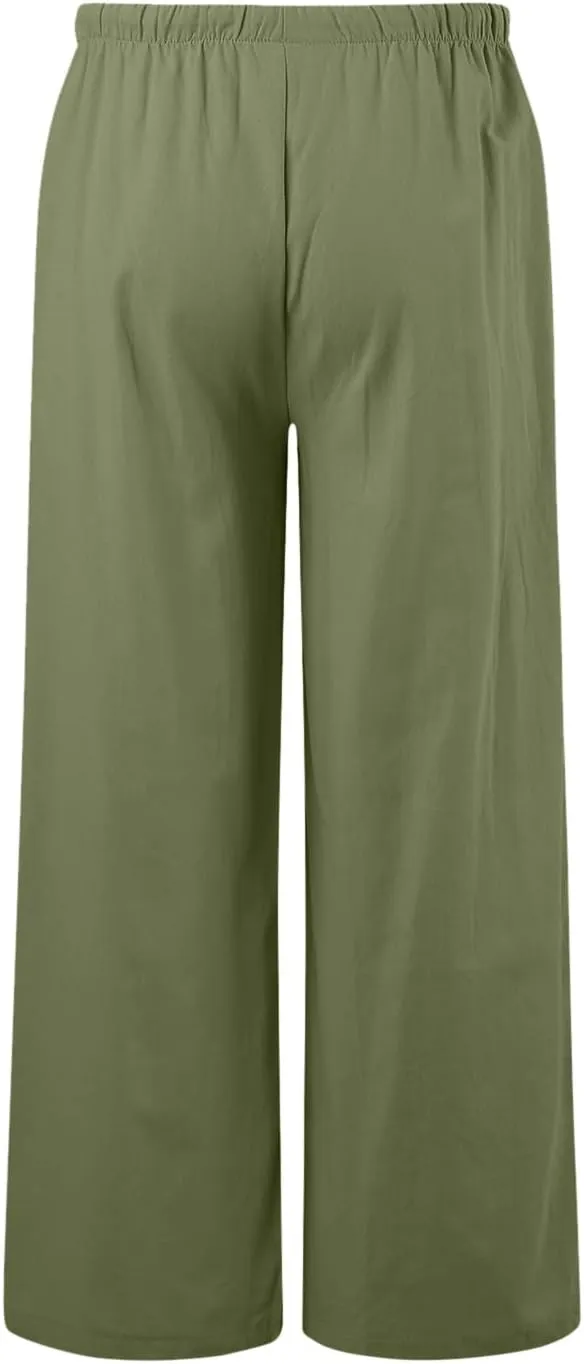 Women Linen Palazzo Pants Winter Satin Sports Jeans with Pockets Fleece Lined Water Resistant