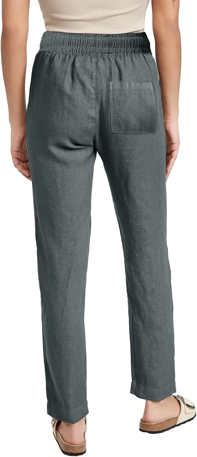 Women Linen Pants High Waist Adjustable High Waist Casual Lounge Pant Linen Pants for Women Casual Loose Cozy Sweatpants