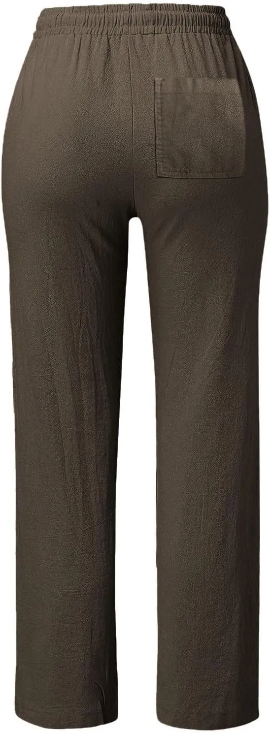 Women Linen Pants High Waist Adjustable High Waist Casual Lounge Pant Linen Pants for Women Casual Loose Cozy Sweatpants