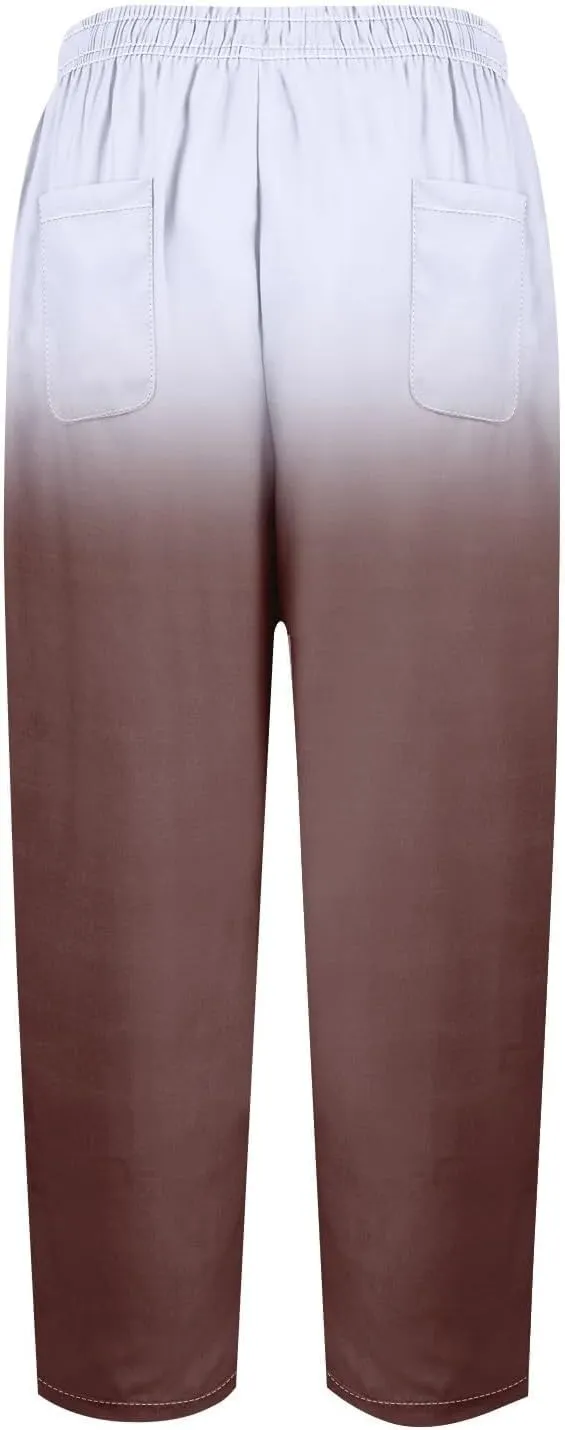 Women Linen Pants Plus Size Wide Leg Pants High Waist Casual Lounge Pant Women's Cotton Linen Casual Loose Cozy Sweatpants