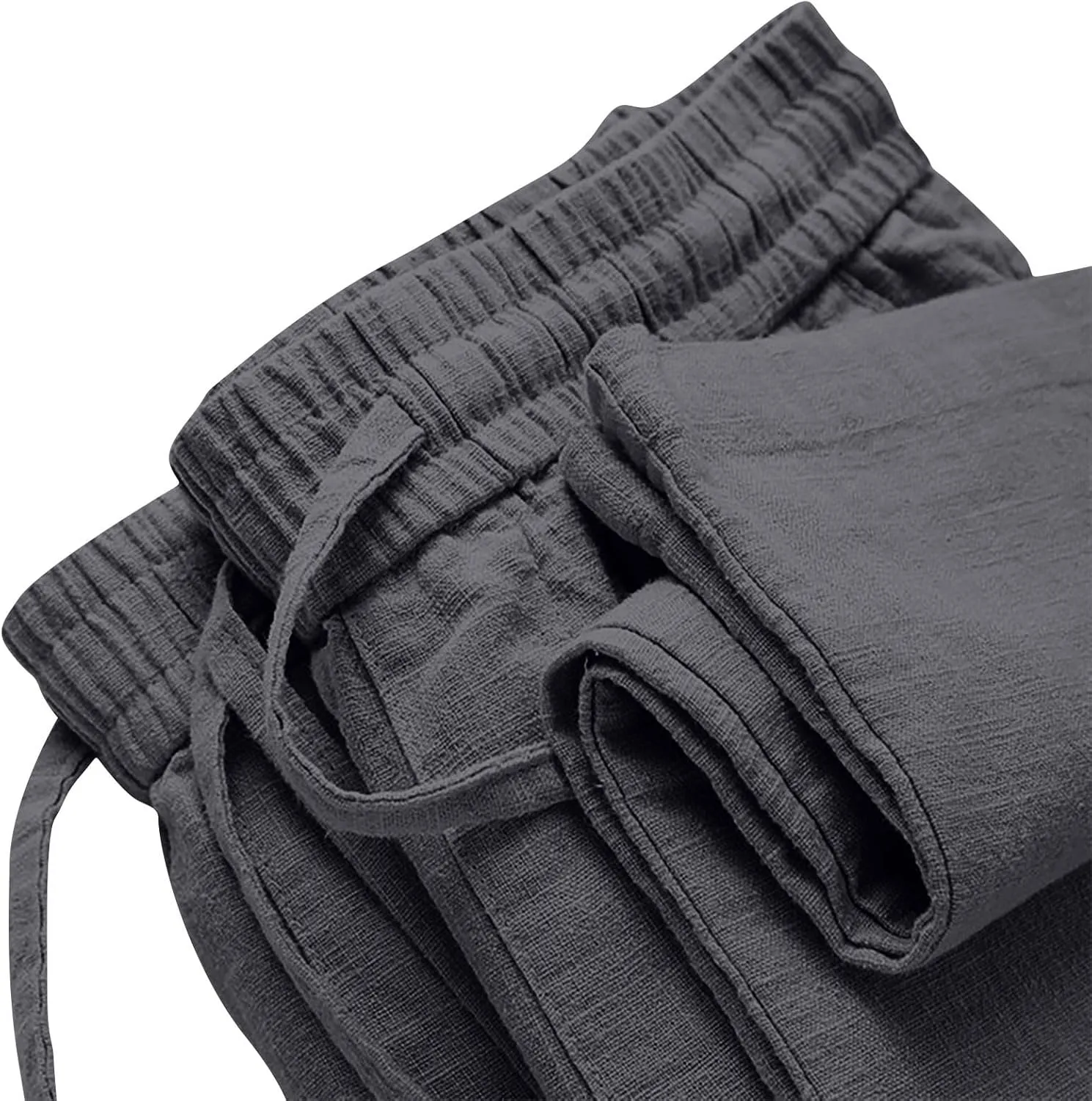 Women Linen Pants Wide Leg Casual Palazzo Pants Soft Cotton Linen Lounge Beach Summer Outfits Trousers with Pockets