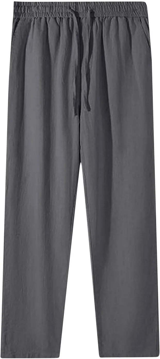 Women Linen Pants Wide Leg Casual Palazzo Pants Soft Cotton Linen Lounge Beach Summer Outfits Trousers with Pockets