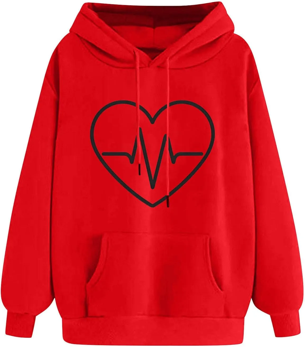 Women Oversized Graphic Hoodies 2024 Trendy Long Sleeve Sweatshirts Casual Drawstring Pullover Tops With Pockets