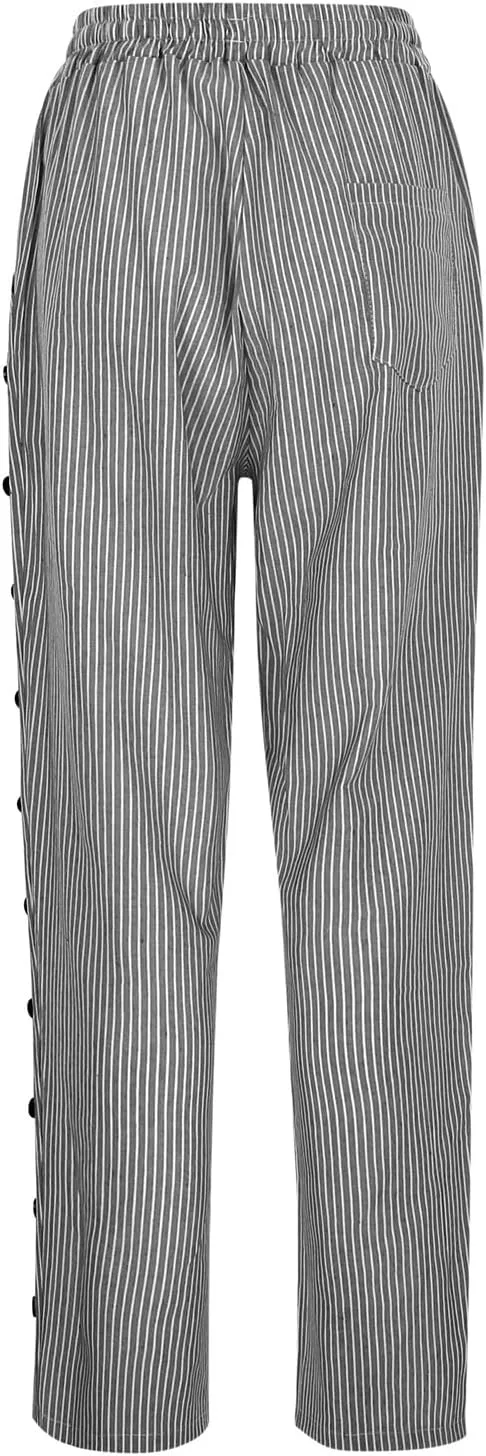 Women Oversized Striped Cropped Pants Office Work Business Trendy High Waisted Trouser Sport Jogger Casual Sweatpants